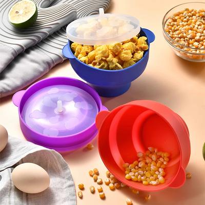 1/3 Stück Silikon DIY Mikrowelle Popcorn Schüssel Eimer Rot Popcorn Maker mit Deckel Chips Obstschale Hochwertige Küche Easy Tools