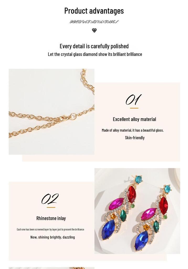 Luxe Kristal Edelsteen Sieradenset: Ketting & Oorbellen voor Bruiden en Speciale Gelegenheden