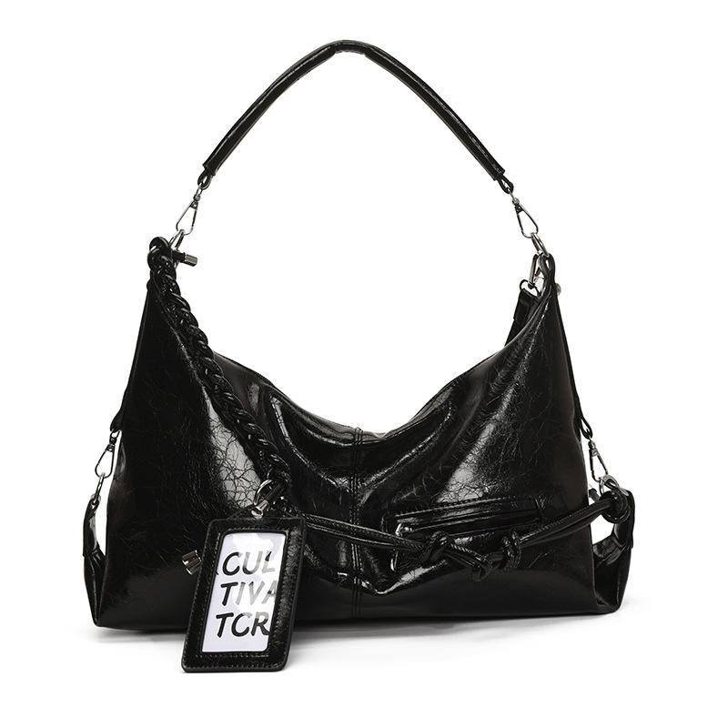 

Летняя нишевая однотонная сумка под мышку модная сумка через плечо женская 2025 новая популярная сумка-тоут для commuters чёрный