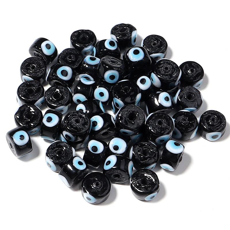 10pcs/lot 9mm Flat Round Lampwork Beads Colorful Evil Eye Loose Spacer Glass Beads For DIY Fashion Bracelet Earrings Accessories