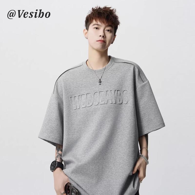 

VESIBO Men s Letter Print Short Sleeve T-Shirt L
