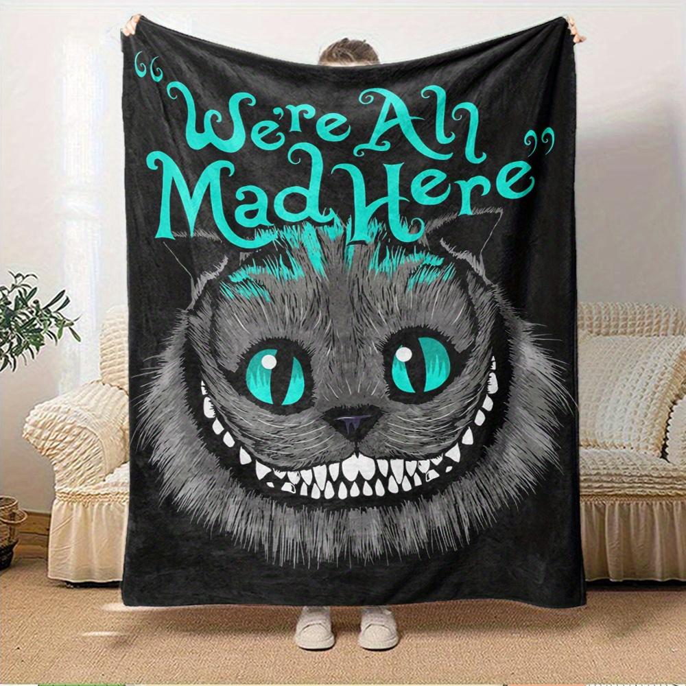 1pc Cheshire Cat,Mad Hatter,Wonderland Printed Flannel Blanket, Super Soft Plush Bed Cover, Four Seasons Quilt for Sofa, Bed, Office,71