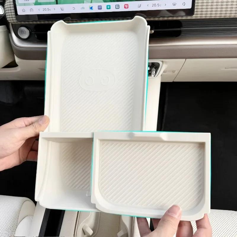 For ORA 5 2026 Center Console Storage Box Divider Organizer With Privacy Cover Armrest Storage Tray Interior Accessories