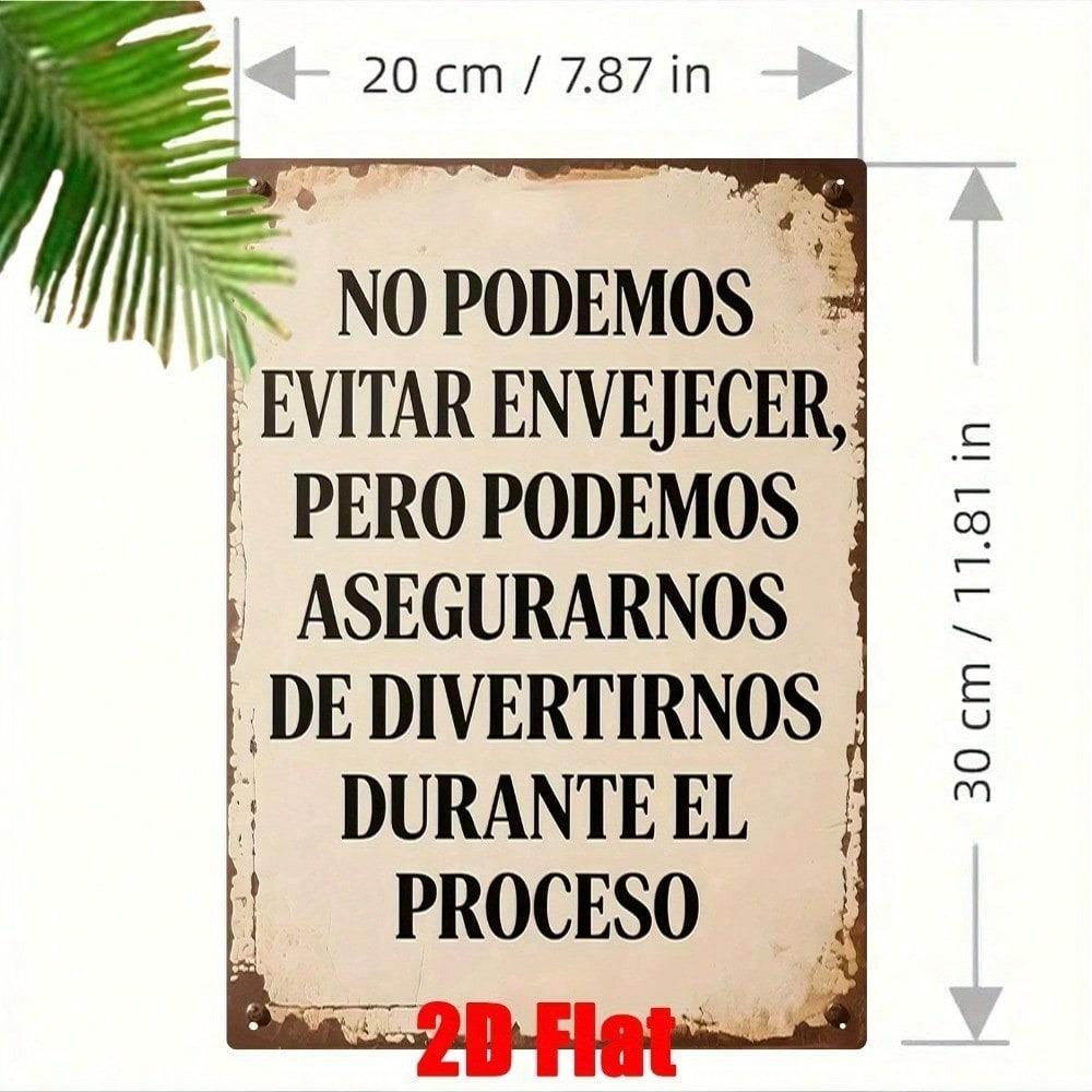 Vintage Spanish Metal Wall Art, Rustic Iron Plaque Sign 7.8x11.8, Weather-Resistant Decor for Home Bar Cafe