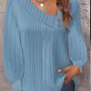 Asymmetric Collar Button Top Women's Long Sleeve Textured Shirt Autumn Casual Daily T-Shirt