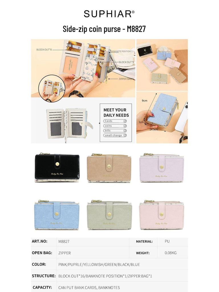 Women's PU Leather Zipper Wallet - Large Capacity Card Holder for Commuting and Students