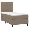 Exclusive House - Slatted Bed Base and Mattress and LED Taupe 80x200 Cm Fabric