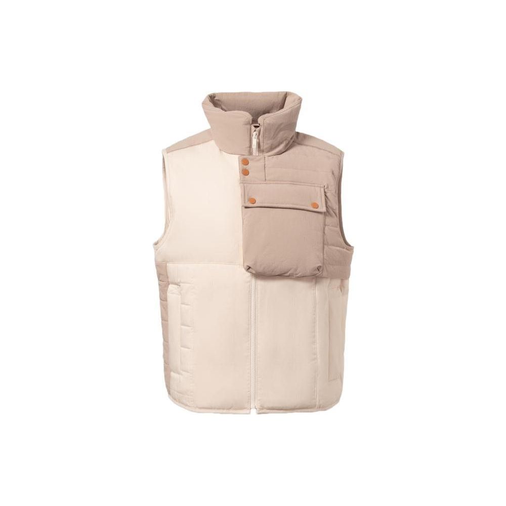 Li Ning Spliced High Neck Loose Zipper Down Vest Men Vest Nude-Pink AMRR043-2