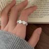 Niche Brushed Concave Oval Bean Ring for Women, Open Adjustable Index Finger Ring, Trendy Personalized Fashion.
