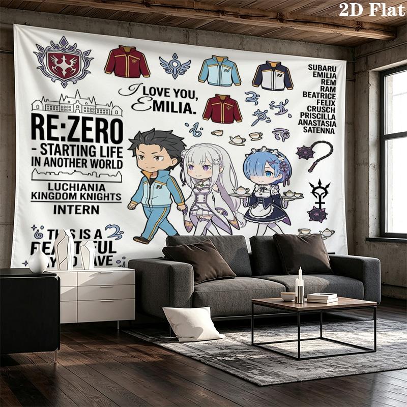 Re Zero Nástěnná tapiserie Estetická nástěnná dekorace Tištěná látková přikrývka Dekorativní tapiserie Pro ložnici Obývací pokoj Domácí dekorace