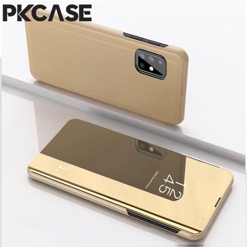 PKCASE Smart Mirror Klapphülle für Samsung A05 A05S A15 A35 A25 A33 A34 5G Note 20 Ultra Stoßfeste Leder-Ständer-Abdeckung
