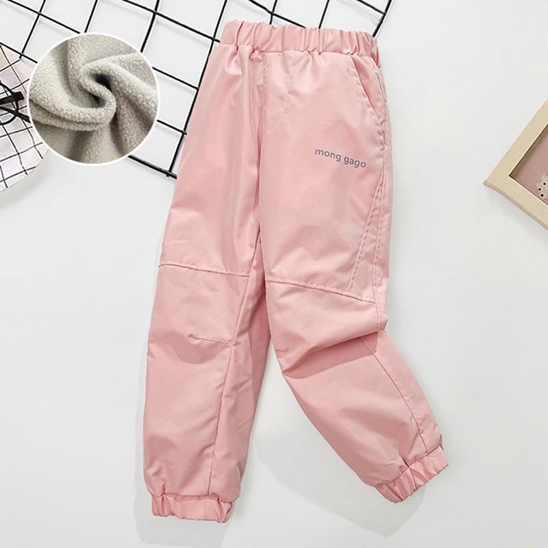 4-16 Years Kids Windproof and Waterproof Fleece-Lined Pants Loose Fitness Pants