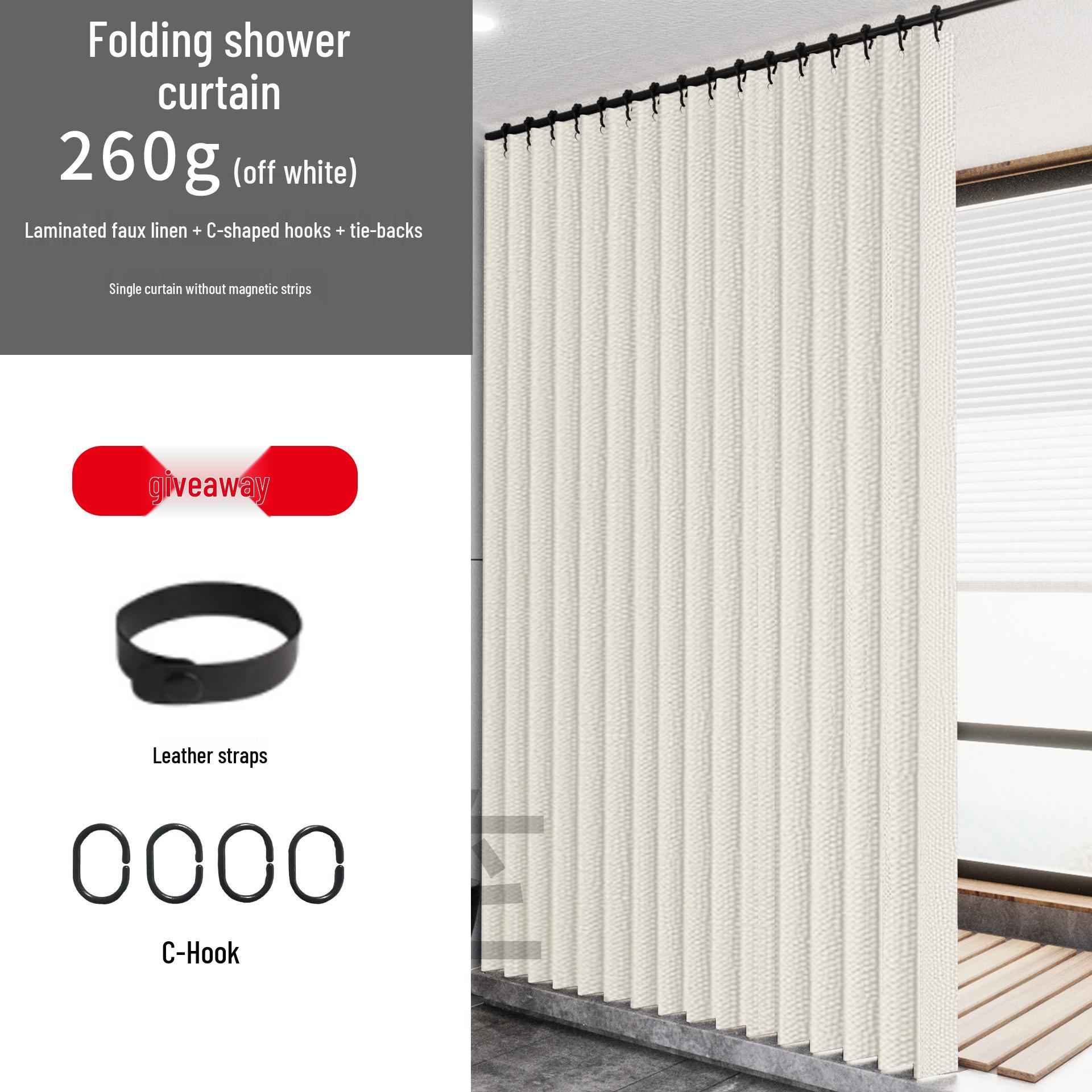 

Водонепроницаемая складная шторка для душа для туалетов и ванных комнат, перегородка из имитации льна без сверления. 180x180 cm