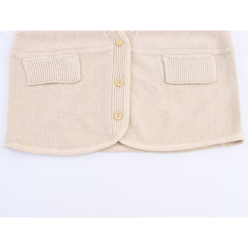 Zbzr Autumn New Women Clothes Western Style Fashion V-neck Knitted Wool Loose Cardigan Vest Vest Waistcoat