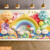 2D Whimsical Pastel Rainbow Backdrop Photography Background Banner