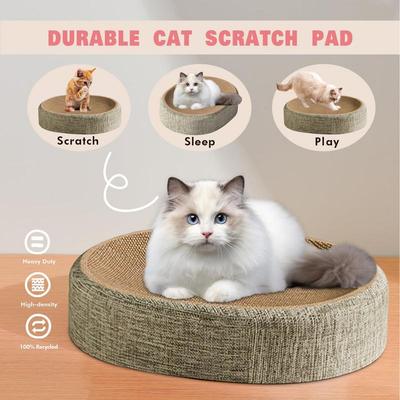 Placa de arranhar para gatos, proteção para móveis, brinquedos de garra de moagem, papel ondulado oval, resistente ao desgaste, ninho de gato, acessórios para gatos