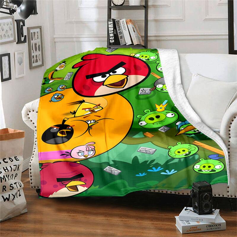 1pc Blanket angry Birds Print Design, Lightweight Blanket for Sofa, Bed- Soft &Warm, Gift for All Seasons like Christmas, Halloween