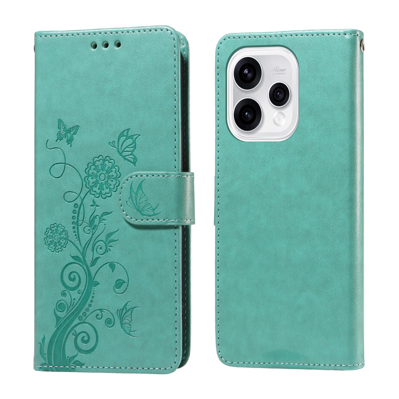 

Для Oppo Reno15 5G (Глобальний)/Reno15c 5G (Китай) Шкіряний чохол з тисненням Метелик та Квіти , гаманець-підставка