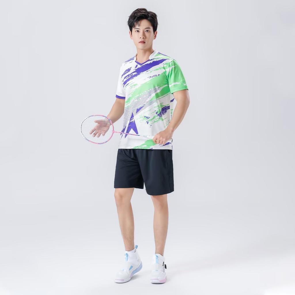 Anmurye Kurzarm Tischtennis mit Geometrisch Perfekt für Badminton und Fitness und Stilvolle Sommerbekleidung für Training Herren T-Shirt Muster,