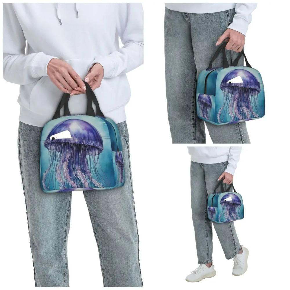 Borsa Termica per Pranzo ad Acquerello Medusa Subacquea per Bambini Scuola Borsa Frigo Termica Scatola per Cibo Borsa Tote Contenitore Portatile per Pranzo