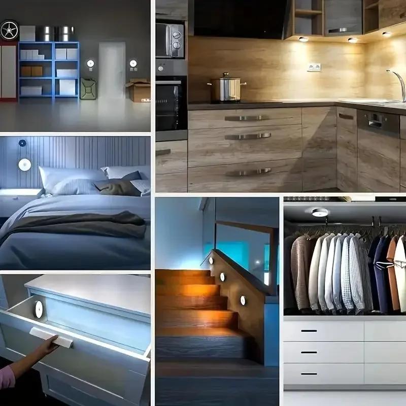 PIR Motion Sensor LED Night Light USB Rechargeable Lamp For Kitchen Cabinet Wardrobe Lamp Staircase Wireless Closet Light