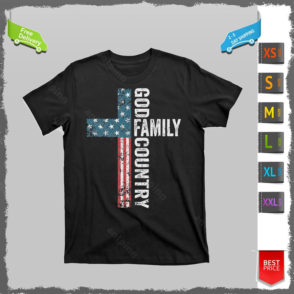 

God Family Country Patriotic Freedom Christian USA Cross T-Shirt Unisex Unisex T-Shirt XXXXL