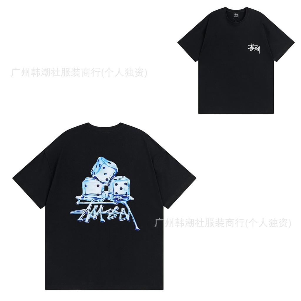 [2] American trendy brand short-sleeved t-shirt black and white collection printed short-sleeved t-shirt casual couple men and women of the same style