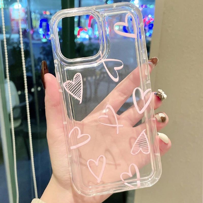 Light Pink Heart Airbag Case for iPhone 11/12/13/14/15/16 & iPhone X