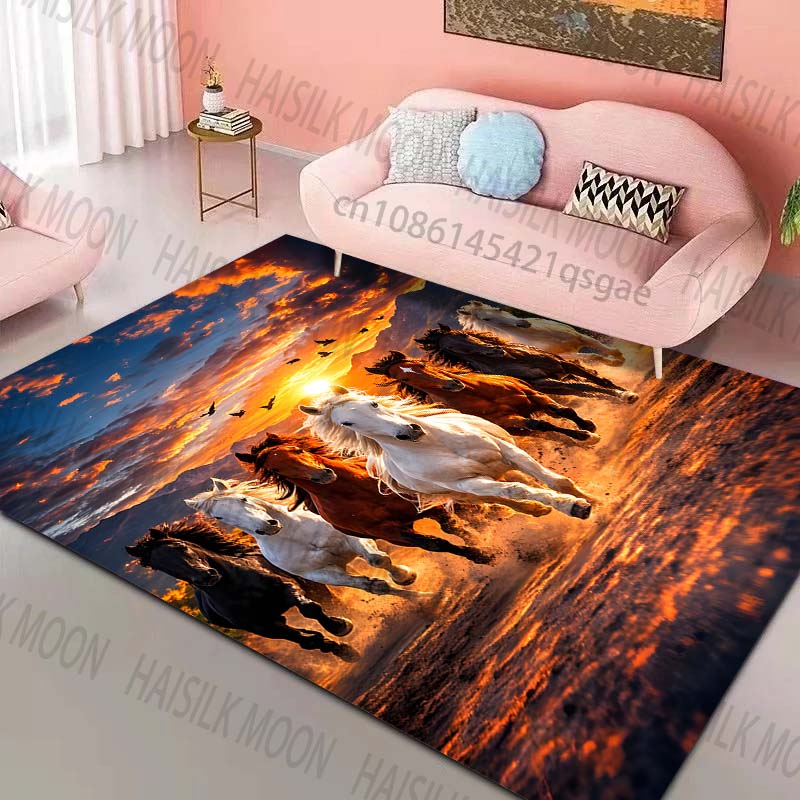 

Running horses at sunset scene Pattern Rug Carpets for Bedroom Living Room Sofa Mat Creative Door Mat Cloakroom Home Decor 40x60cm