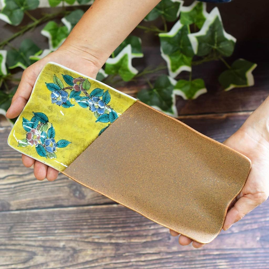 Japanischer Kura-Teller, stilvolles Geschirr, Kutani-Ware, Servierteller, Yoshidaya Tsubaki-Keramik, großer Teller, japanischer Speiseteller, japanisches Geschirr, Keramik