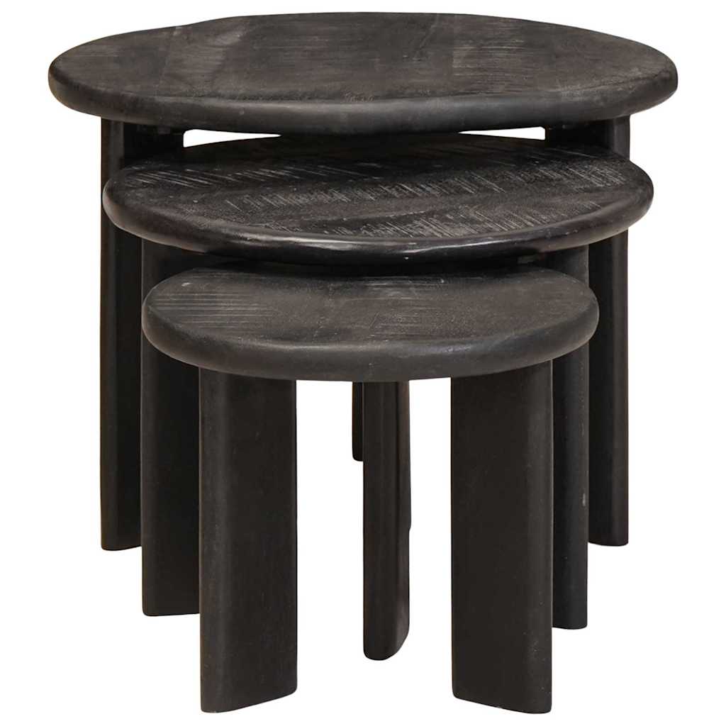 Nesting Coffee Tables Set 3 pcs White Solid Mango Wood