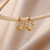 Vintage U-Shape Square Hoop Earrings For Women Stainless Steel Geometric Square Earring Femme Wedding Aesthetic Jewerly Gift