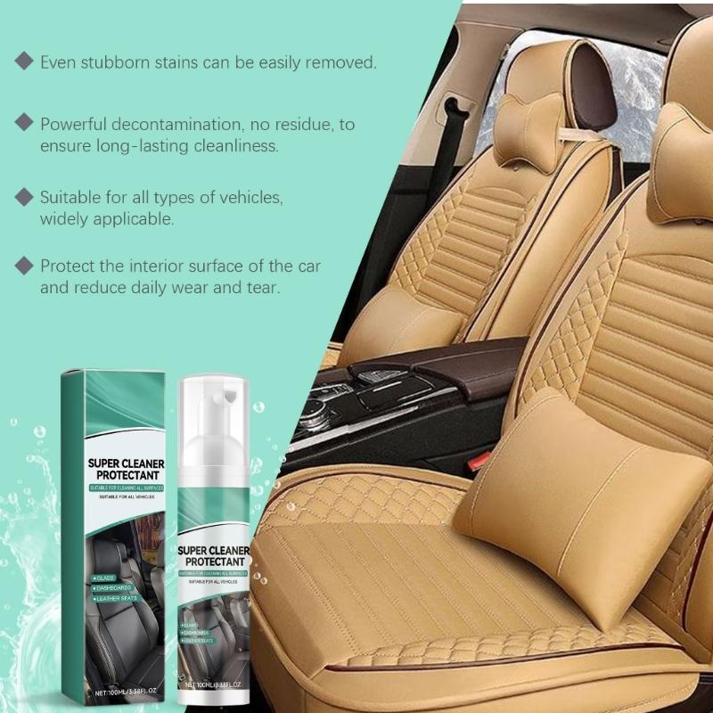 Multifunctional Car Seat Cleaner 100ml Car Interior Seat Dashboard Foam Cleaner and Protectant Effective Removal Stains