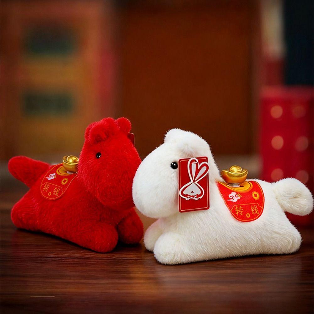 Creative Pullable Plush Horse Pendant 13/25cm Cartoon Steed Doll  Festive Decor