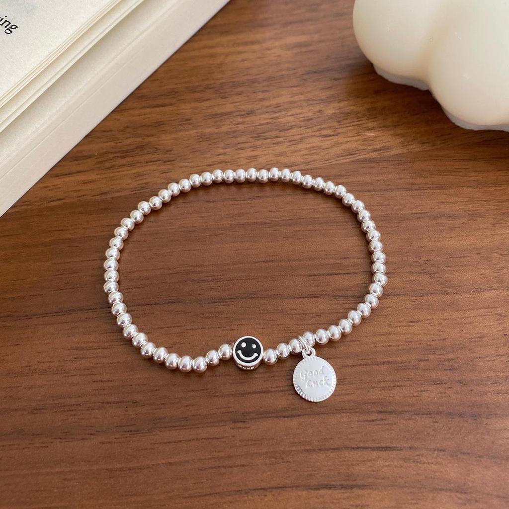 Pulseira de contas coloridas de smiley em prata S925 para mulheres - moderna, elegante e versátil