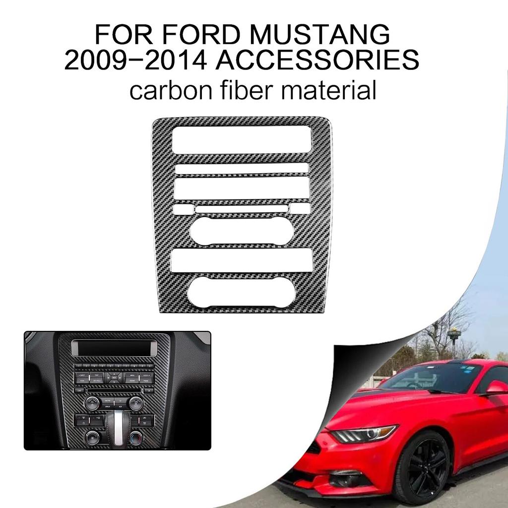 För Ford Mustang Tillbehör 2009-2014 Kolfiber Interiör Klistermärke Dekal Mittkonsol CD Dekorationspanel Trimskydd