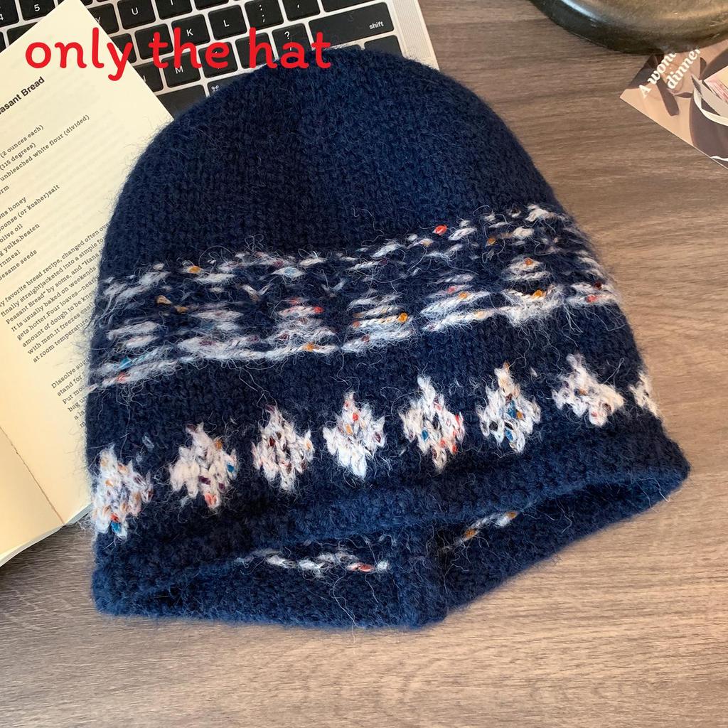 Vintage Knit Beret Wool Blend Warm Hat For Autumn Winter Women