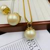 30 Centimeter Bead Necklace Ring Set, Temperament Simple Intellectual Jewelry Set, Brass Pendant Necklace.