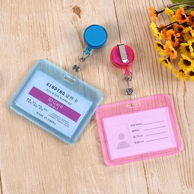 Retractable Clear Waterproof Card Cover Business Credit Cards Bank ID Card Sleeve Protect Holder Case for Student Women Men