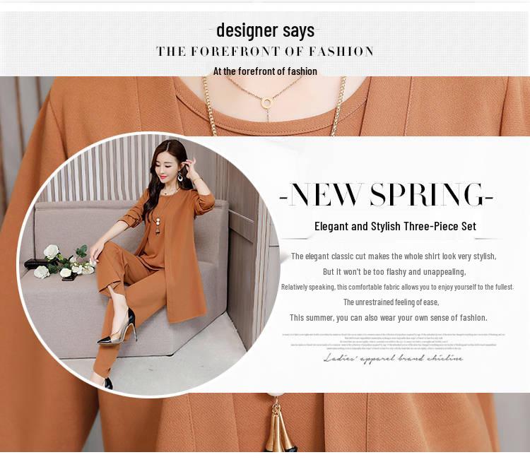 Spring & Autumn Loose Fit Three-Piece Plus Size Women's Fashion Suit