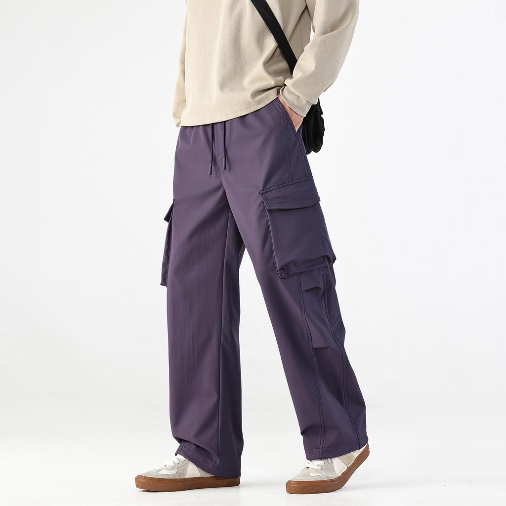 Mountain overalls boys spring and autumn new American trendy brand wide-leg pants loose straight large size casual pants