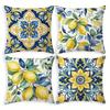 4 Pezzi, Federe Cuscino Limone Siciliano, Lato Singolo, Chiusura con Zip, Poliestere Lavabile - Perfette per Divano, Soggiorno, Arredamento Camera da Letto