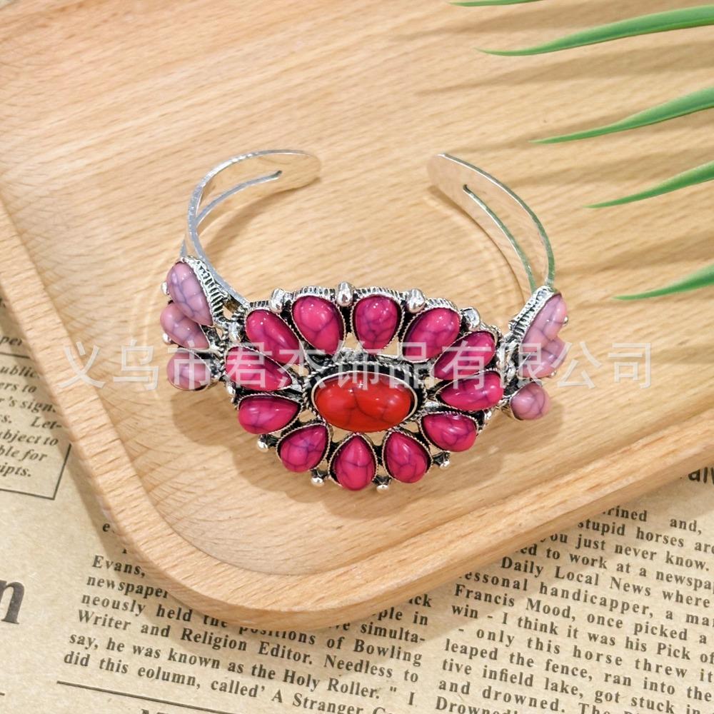 

European, American Bohemian Retro Ethnic Style Turquoise Bracelet Women s Personalized Flower Bracelet