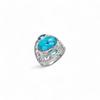 925 Sterling Silver Filigree Ring with Natural Turquoise and Blue Topaz – Vintage Statement Cocktail Ring, Gift for Her, Christmas Gift Idea