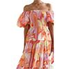 European And American Women'S Clothing Bohemian Print One-Word Shoulder Holiday Style Sexy Loose Dress High Waist And Thin