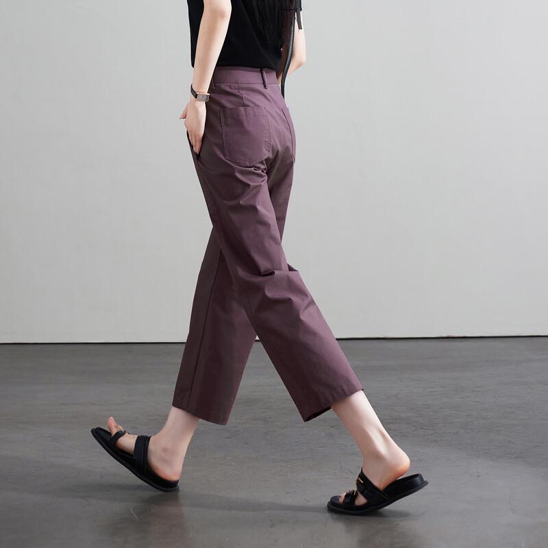 SOFSIL Women's High-Waisted Wide-Leg Cropped Pants