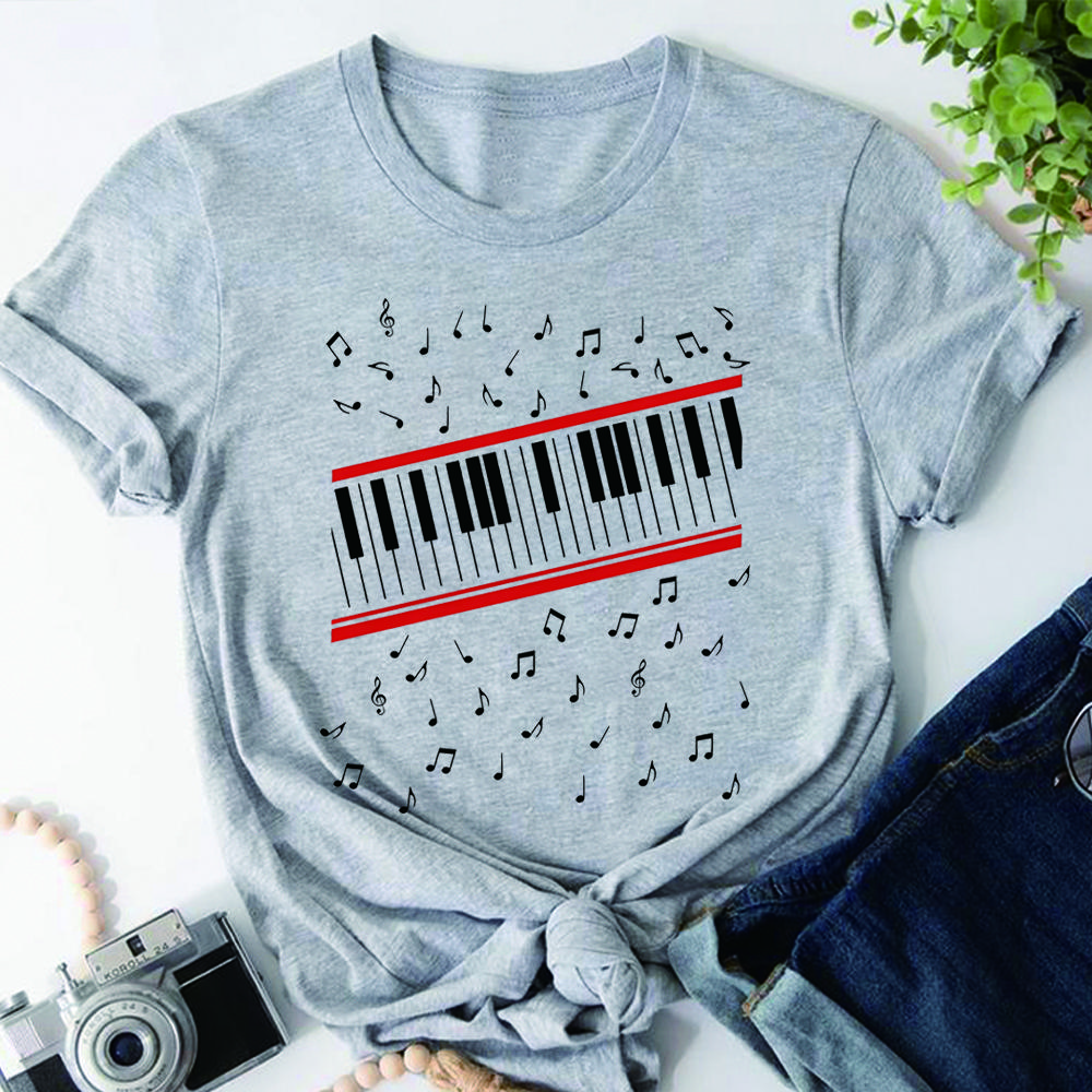 MJ Beat It Piano Keys T-Shirt King of Pop Music Tee Retro 90s Style Shirts Unisex Short Sleeves Casual Tops Fan Gifts Tops