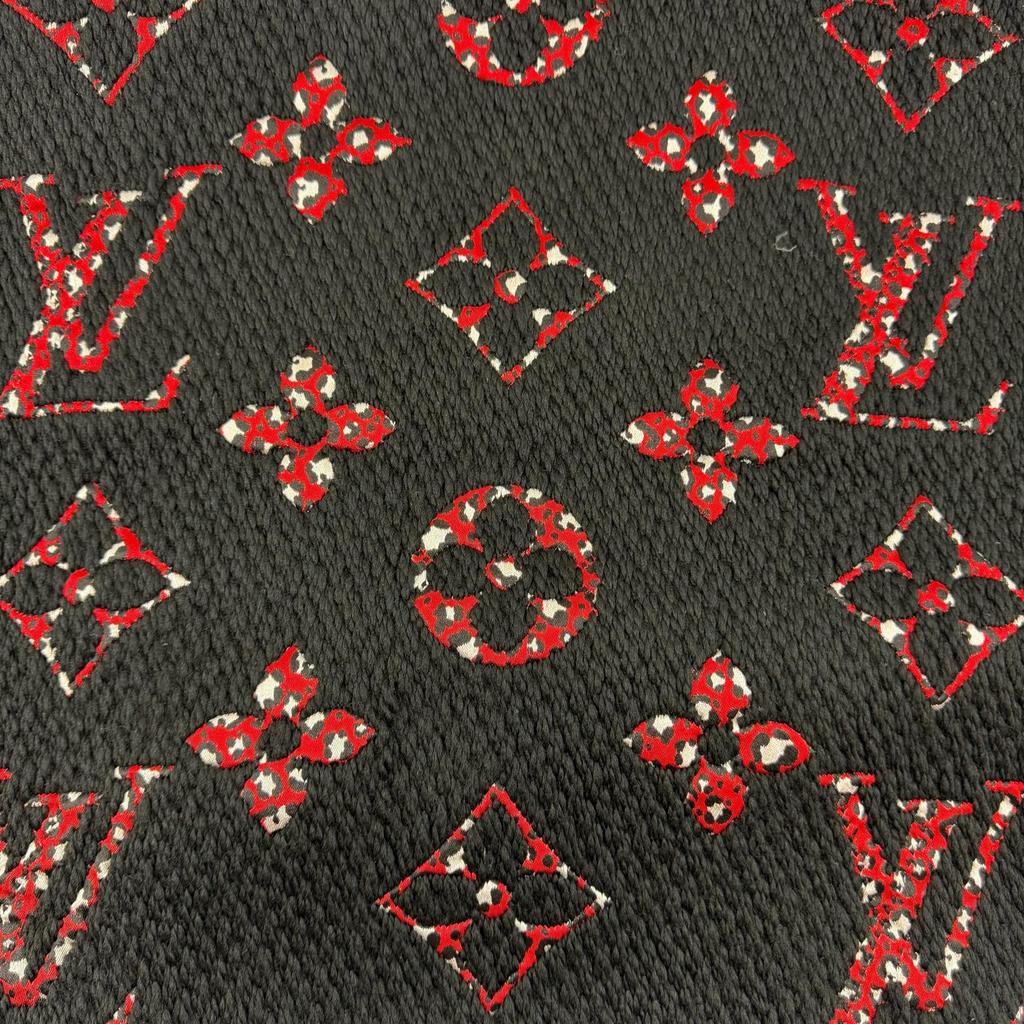 Great LOUIS VUITTON Scarf Escharp Giant Monogram Jungle black wool Women M76345 Used