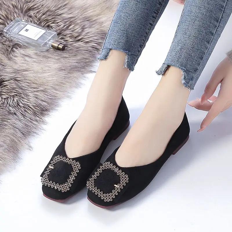 Fashion Square Toe Slip-on Shoes for Women Low Heel Elegant Woman Flats Casual Popular Fashionable Price Shoe Spring Chic Point Stylish