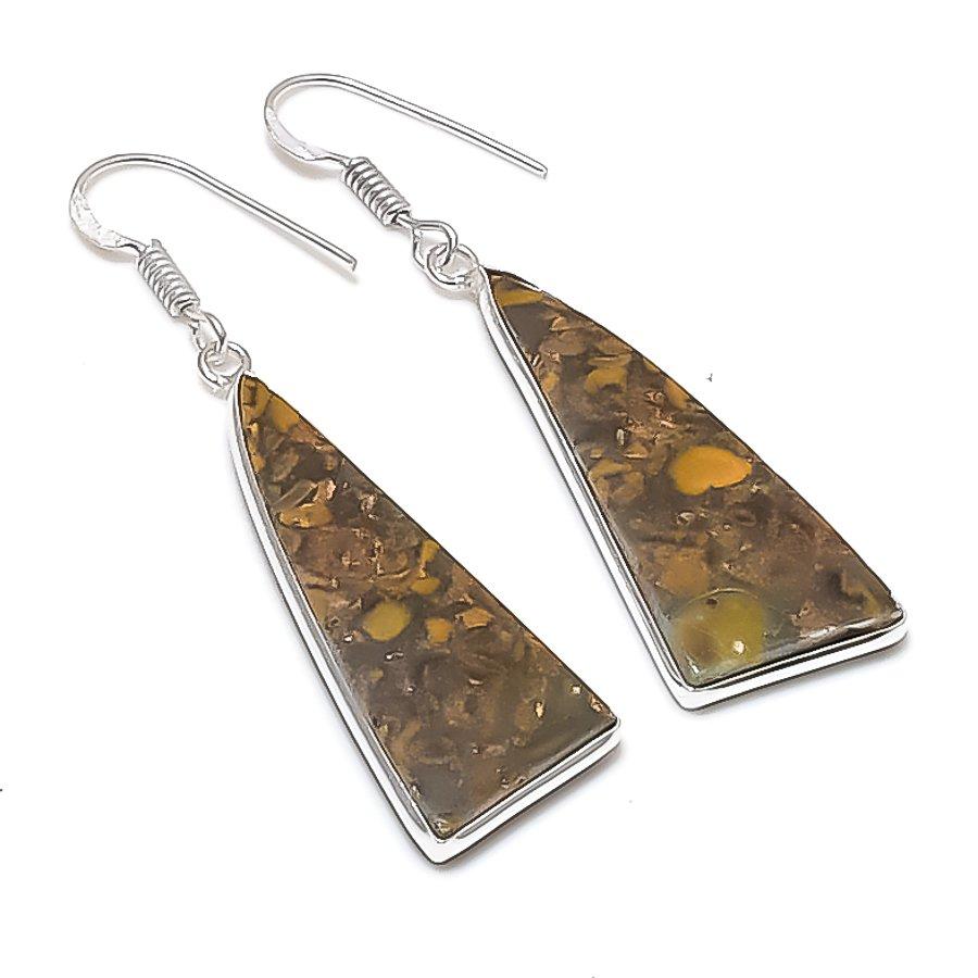Natural Fruit Jasper Gemstone 925 Sterling Silver Jewelry Earring 2.17  AEE-10926